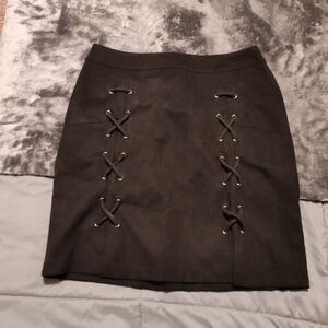 MUST BUNDLE - Suede Elegant Black Lace-Up Skirt